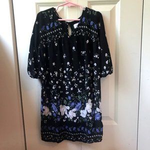 Black Floral 3/4” Sleeve Dress Size 6/7